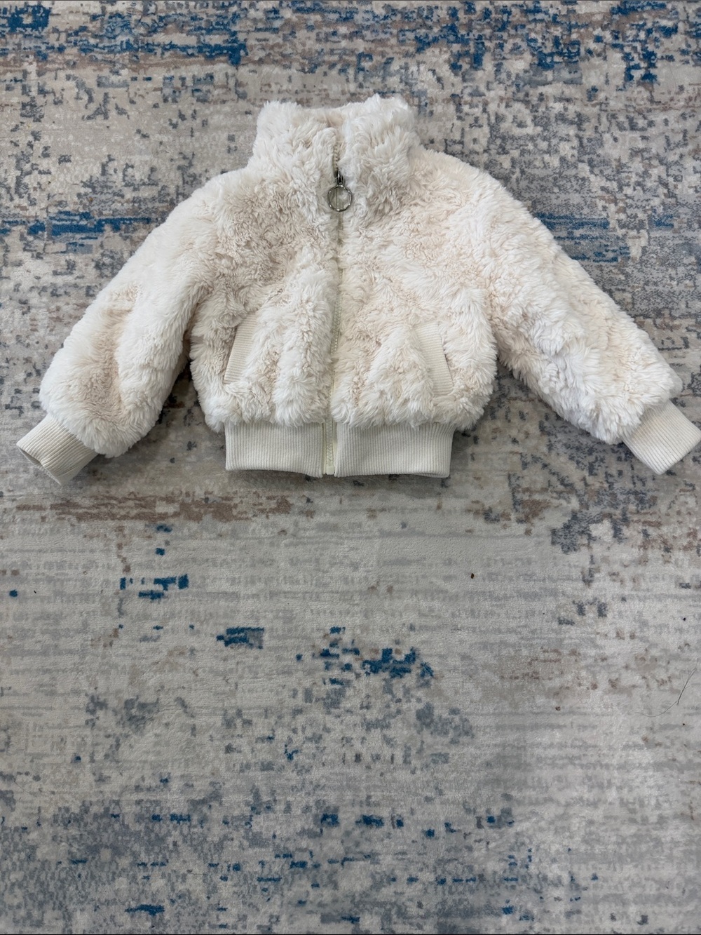 Plush Faux Fur Kids Jacket in Cream